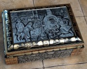 Stara duża puszka, skrzynka blaszana po piernikach E.Otto Schmidt, vintage 