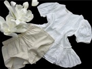 Komplet bluzeczka baskinką oraz szorty jak len F&F 116