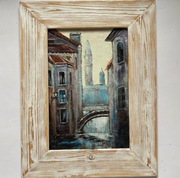 Nowy obraz Wenecja w białej drewnianej ramie.