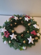 Stroik wieniec świąteczny na stół handmade sztuczne kwiaty 