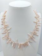 Łososiowe Perły BIWA 43cm Srebro 925 Patyczki 25mm