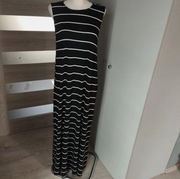 Nowa długa sukienka w paski biało-czarna, rozmiar 38, maxi