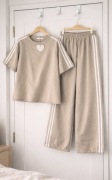 Valentina komplet dres biały paski 40/42beż