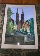 Wielka akwarela w oprawie Wrocław 77 na 55 cm (130)
