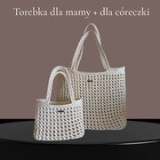 Torebki na lato dla mamy i córki, zestaw, ręcznie robione, kolor kremowy 