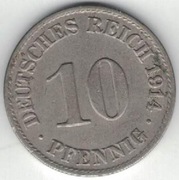 145 Niemcy Cesarstwo 10 pfennig 1914 A
