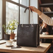 DAMSKA TOREBKA KLASYCZNA CZARNA | Torebka shopperka z ćwiekami