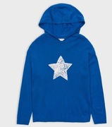 SINSAY NIEBIESKI CIEPŁY SWETER KAPTUR R.122