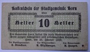 Notgeld - Gutschein, Austria, Horn, 10 Heller, 1920