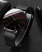 Elegancki zegarek czarno-czerwony wspaniały prezent na Walentynki 