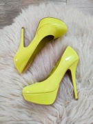 Żółte Neonowe szpilki Buty New Look Platformy 37