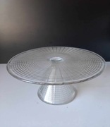 Szklana patera z podstawą na ciasto / tort | PRL