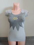 Dopasowana koszulka, bluzka z krótkim rękawem, T-shirt szary klasyczny