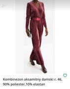 Kombinezon aksamitny damski r. 46, 90% poliester,10% elastan