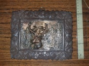 "jeleń 79", miedziana płaskorzeźba, miedź, relief, metaloplastyka, prezent