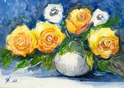 Kwiaty w wazonie original Akwarela, A4