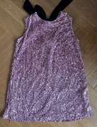 Sinsay 40 L różowa mini sukienka cekinowa z cekinami kokarda