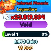 Tap Simulator Roblox RB Void Infernal Phoenix z randomowym enchantem OPIS