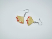 Kolczyki wiszące na biglu naleśniki z truskawkami z modeliny fimo 