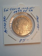 190#N SREBRNA MONETA 5 ZŁOTYCH GŁOWA KOBIETY 1933 ROK ZE ZM ORGINAŁ 