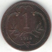 Austria 1 heller 1914 - 17 mm - nr 4