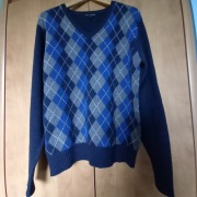 Sweter męski granatowy wełna 80% rozmiar M, Wólczanka
