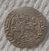 Zygmunt II August Jagiellon Półgrosz litewski 1565 Odmiana z herbem Topór