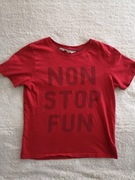 Czerwona bawełniana bluzka napis non stop fun H&M 122 - 128