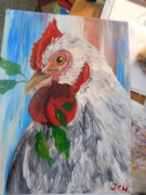 Kura  akryl obraz rekodzieło