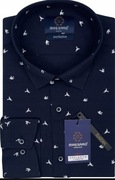 Koszula męska z ptaszkiem jaskółka z lycrą z długim rękawem SLIM-FIT