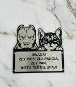 Tabliczka ostrzegawcza uwaga pies i kot 