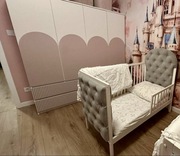 Łóżeczko drewniane dziecięce z materacem