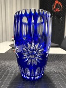 Duży Kobaltowy Wazon Kryształowy Bohemia