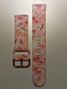 Pasek do zegarka silikonowy 22 biało-różowy kwiaty