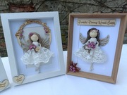 Ramka pamiątka anioł stróż prezent dekoracja chrzest komunia makrama 