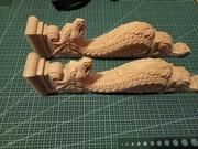 Dwie sztuki     Korbel, pilaster, kapitel  drewniany 36 x 10 x 4,5 cm   