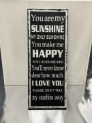 Tabliczka obrazek do zawieszenia cytat 20x50 sunshine bw 