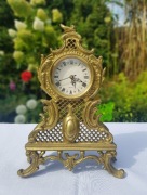 Zegar mosiężny kominkowy, z mosiądzu, mosiądz vintage  retro , PRL