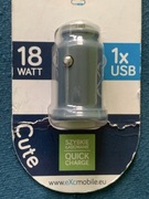 Ładowarka samochodowa eXc CUTE USB 18W kolor szary