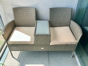 Ławka ogrodowa 2-osobowa ze stolikiem rattan