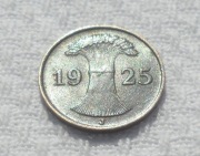 Niemcy Weimar 1 fenig reichspfennig 1925 J WiH miasto Hamburg KM# 37 Ładny