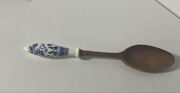Sztućce sałatkowe Łyżka Porcelanowa rączka Drewniane