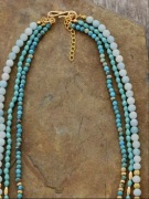 Naszyjnik kamienie naturalne jaspis amazonit kryształ zielony turkusowy