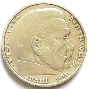 Srebrna moneta 5 marek z 1936 roku Hindenburg