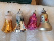 Bombki choinkowe szklane stare PRL handmade ręcznie zdobione 4 szt 