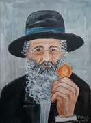 Żyd z monetą , obraz akrylowy