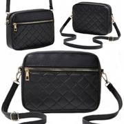 Torebka damska czarna Pikowana mała Na ramię Listonoszka