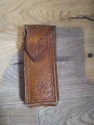 Etui na okulary góralskie brązowe tłoczone skóra PRL