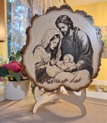 Obraz wypalany w drewnie Św Rodziny