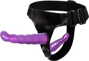 Strap On z uprzężą masturbator fioletowy+BONUS